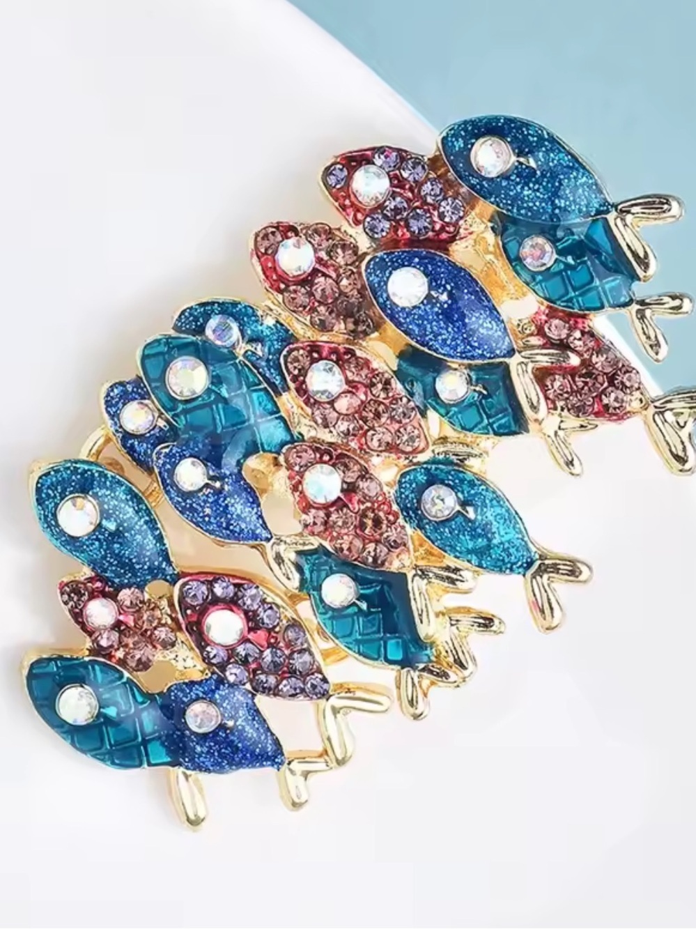Colorful Crystal Fish Stretch Brooch - Picture 10 of 10